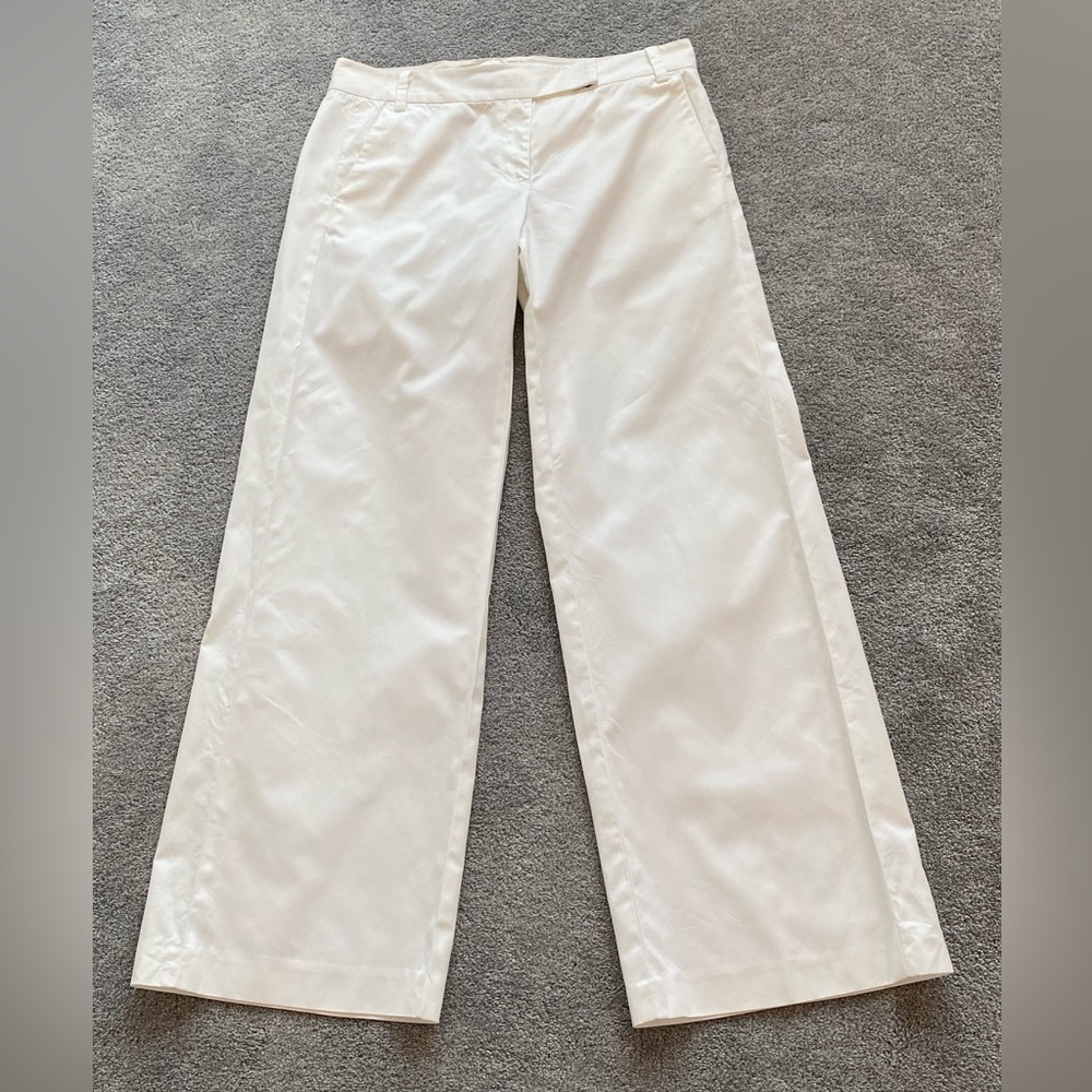 Banana Republic White Wide Leg Cotton Summer Pants, Size 8
